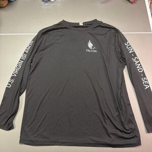 FALCON Black Long Sleeve Pullover T-Shirt Men's 2X U.S. Virgin Islands Graphic